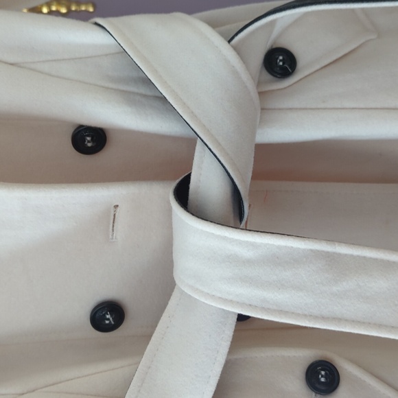 Vintage DKNY white with black and white belt peacoat size 6 - Picture 3 of 15